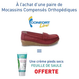 Mocassin Compensé Orthopédique CONFORT LINE Bordeaux = Crème Pieds OFFERTE
