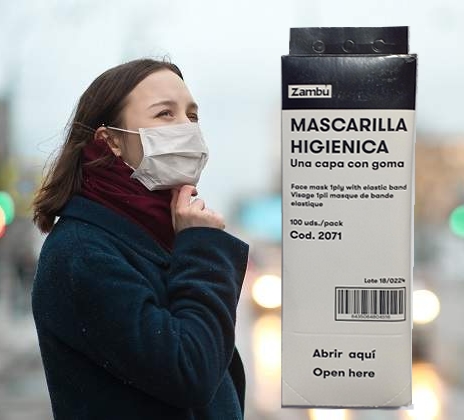 Masque de protection hygienique à usage unique en cellulose boite de 100 unités