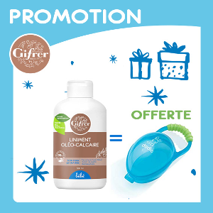 Offre GIFRER Pack Liniment Oléo-Calcaire Huile Olive 500ml + Dodie Boite à sucette Offerte