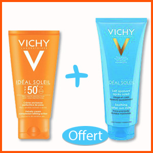 Offre Vichy Idéal Soleil Crème Onctueuse IP50+ (50 ml) + Ideal Soleil Lait Après Soleil (100ml) Offert