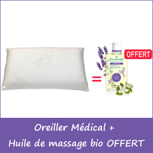 Offre Oreiller médical Visco Soja Royal Confort + Huile de massage bio détente lavande / Néroli Puressentiel 100ml OFFERT