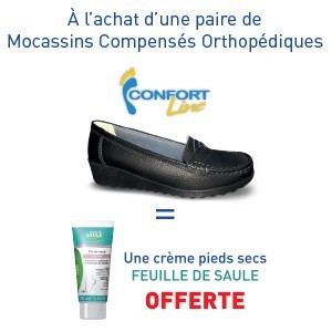 Mocassin Compensé Orthopédique CONFORT LINE Noir = Crème Pieds OFFERTE
