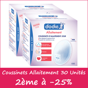 Offre Dodie Coussinets d'allaitement Adhésif Jour X30, lot de 2, le 2ème à -25%