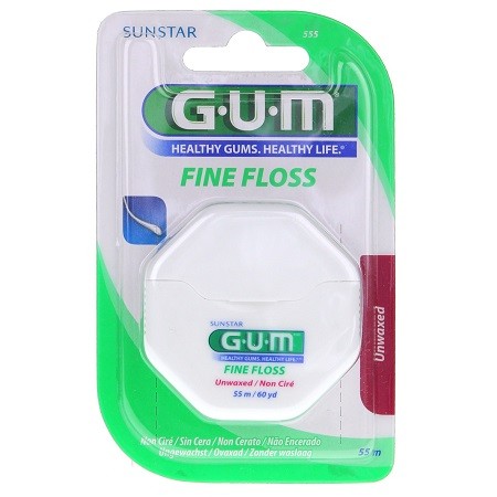 Gum Fil Dentaire 555 Fine Floss Non Ciré - Espace Etroits 55m