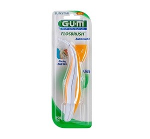 GUM Porte Fil Dentaire Flosbrush Automatique 847 - Manche Avec Fil Intégré (250 Utilisations)