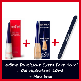 Offre Herôme Mini lime + Durcisseur Extra Fort 10ml + Gel hydratant 10ml
