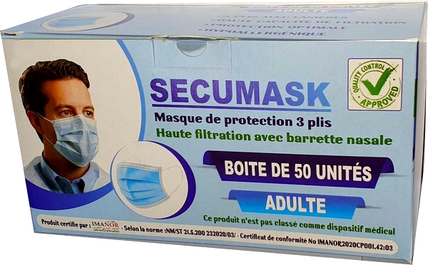 Masque de Protection Hygiénique Jetable boite de  50 unités de très bonne qualitée 