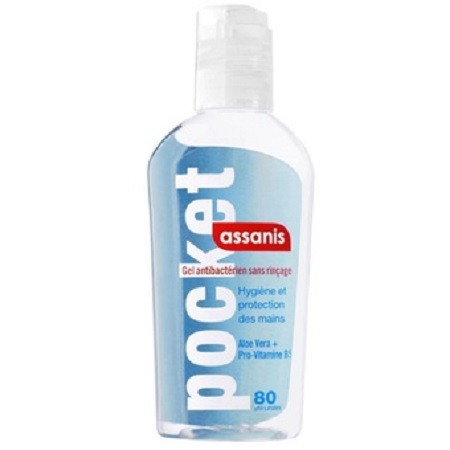 Assanis Pocket Gel Antibactérien Aloé vera + Pro-vitamine B5 sans Rinçage 80 ml