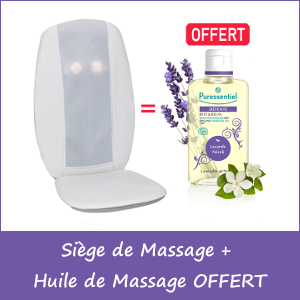 Offre Siège de Massage Premium avec Télécommande Royal Thermes + Huile de Massage Bio Détente Lavande / Néroli Puressentiel 100ml OFFERT